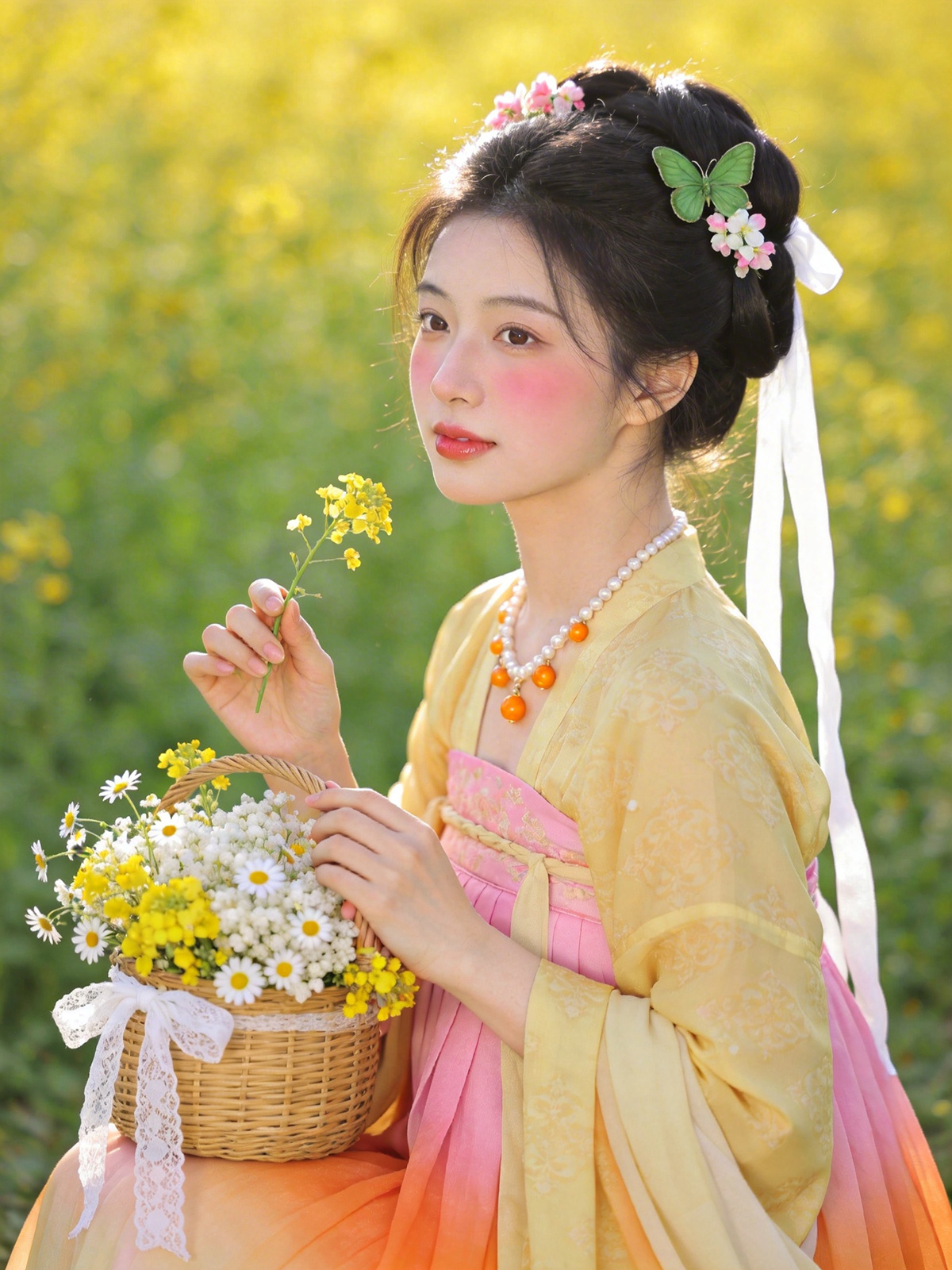 古风人像摄影油菜花东方少女